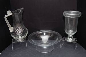 Set of 3 Glassware Pieces  Pitcher, Bowl & Vas