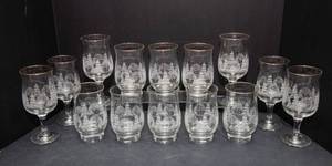 Vintage Libbeys Arbys Winter White Frosted Christmas Tree Glassware Set  Tumblers & Stemware