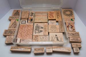 Large Collection of Christmas Rubber Ink Stamps