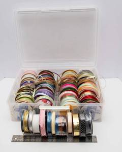 Large Assorted Ribbon Lot with Storage Container