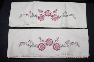 Pair of Vintage Embroidered Pillowcases
