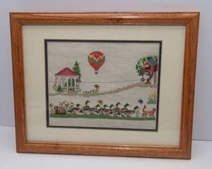 Handmade Framed Cross-Stitch Artwork