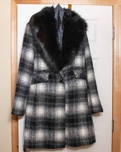 Laundry by Shelli Segal Wool Blend Coat with Removable Fur Trim & Scarf  Size Large