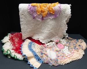 Vintage Crocheted Doilies and Table Coverings