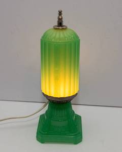 1920s/1930s Art Deco Jadeite Boudoir Glass Lamp
