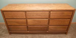 6-Drawer Oak Dresser with Coordinating Mirror