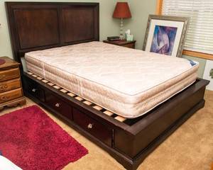 Queen Size Bed Frame with Storage Drawers