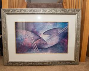 Large Abstract Wall Art  Framed & Matted (34 x 46)