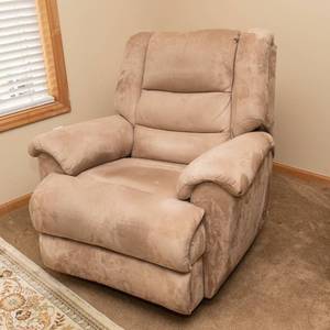 Tan Suede Rocker Recliner  Swivel Chair (40W)