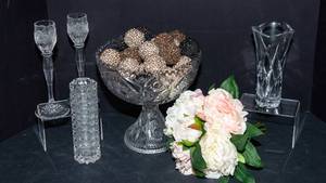 Set of 5 Cut Glass Pieces  Intricately Detailed