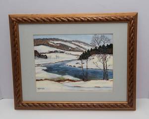 Winter Scene Artwork by B. Renner  Acrylic (18 x 14.5)