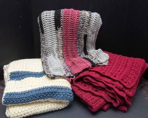 Three Hand-Crocheted Throw Blankets