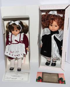 Gotz Collectible Dolls  Eve (1992) & Victoria (1990) with Boxes & Certificates