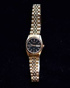 Vintage Seiko SQ Womens Wrist Watch  Gold Tone with Black Dial