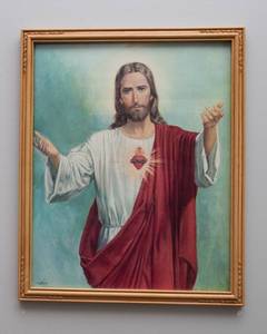 Vintage Sacred Heart of Jesus Wall Art  Printed in Italy (17.5 x 21.5)