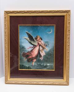Vintage Framed Angel Artwork (20 x 23)