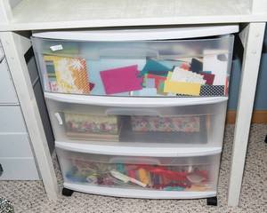 Plastic Storage Drawers & Craft Supplies Lot