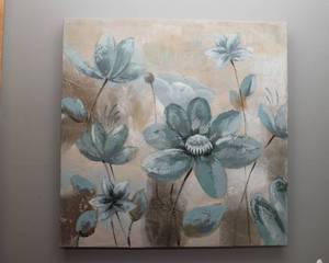 Blue Floral Canvas Wrapped Artwork (30 x 30)
