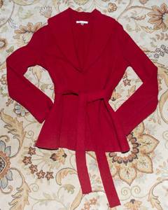 Cabi Red Merino Wool Cardigan  Size Medium