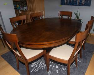 Restoration Hardware Pearse 54 Round Extension Dining Table  6 Cross Back Chairs