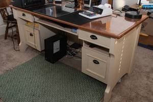 Office Desk  Cream Base with Wood Top