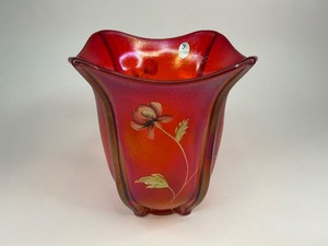 Fenton Ruby Red Stretch Glass Square Vase