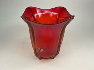 Fenton Ruby Red Stretch Glass Square Vase