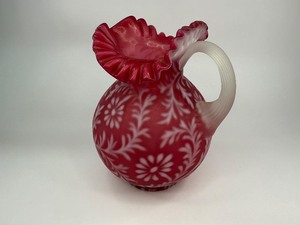 Fenton L. G. Wright Daisy &amp Fern Glass Pitcher