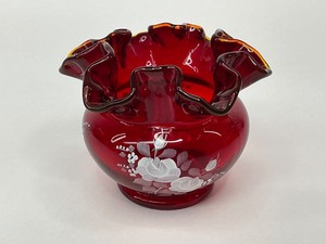 Fenton Ruffled Ruby Red Rose Bowl