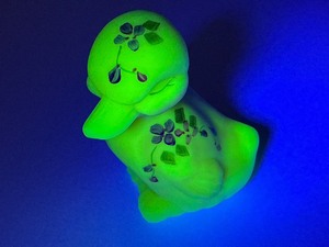 Fenton Burmese Art Glass Duck Uranium Glass
