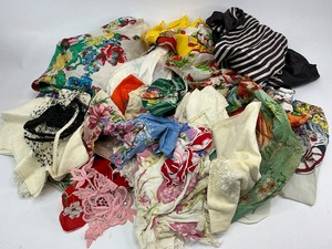 Vintage Hat Box of Scarves and Handkerchiefs