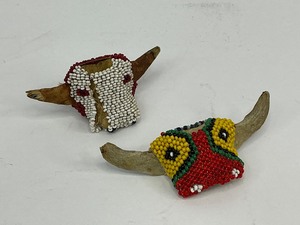 Two Native American Beadwork Bolo Tie Slides