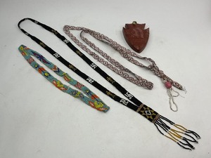 Native American Beadwork Necklaces and Pipestone Minn. Carved Arrowhead