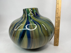 Murano Style Swirled Glass Vase - Heavy