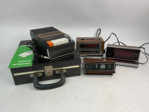 Vintage Electronics Lot - Cassestte Player Recorder and Digital & Flip Alarm Clocks