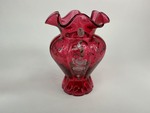 Fenton 100 Anniversary Cranberry Ruffled Glass Vase
