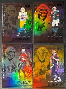 2020 Illusions Superstar 4-Card Football Card Lot (Brady, Burrow RC, Hurts RC, Herbert RC)