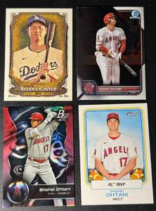Shohei Ohtani 4-Card Los Angeles AngelsDodgers Baseball Card Lot