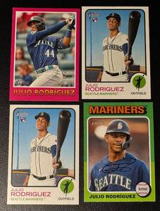 Julio Rodriguez 4-Card Seattle Mariners Baseball Card Lot (2 RCs)