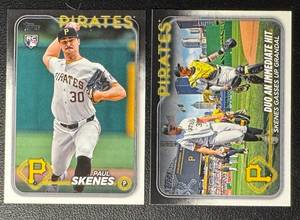 Paul Skenes 2-Card 2024 Topps Update Series Pittsburgh Pirates Baseball Card Lot