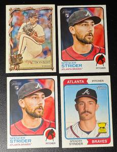 Spencer Strider 4-Card Atlanta Braves Baseball Card Lot (3 RCs)