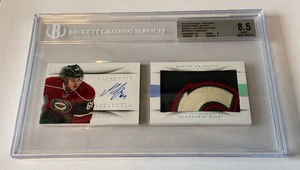 Mikael Granlund /49 AUTO / ROOKIE / PATCH Booklet Graded 8.5 / 10 - 2013-14 National Treasures #26 Rookie Jumbo Jerseys Bookley Autographs Prime - Nimbered 21/49 - NASTY PATCH!