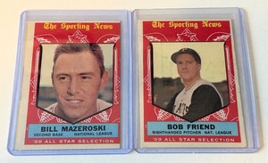 1959 Topps High Number 2 Card Vintage Lot - Bob Friend and Bill Mazeroski