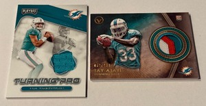 (2) Miami Dolphins Relic Cards Jau Ajayi 299 Rri-Colored and TuaTagovaiola
