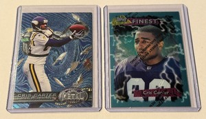 Cris Carter 2 Card Finest  Metal Minnesota Vikigns Football Lot