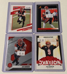 Joe Burrow 4 Football Card Lot