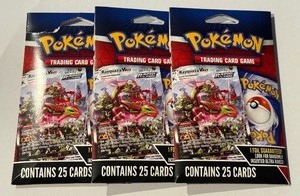 (3) Pokemon 25 Cards New Trading Card Game - 1 Foil Card Each