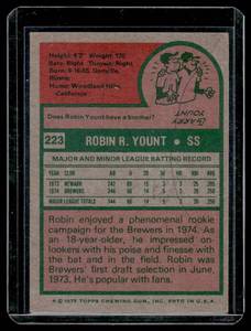 Robin Yount RC 1975 Topps #223 Vintage Rookie Baseball Card