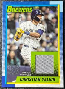 Christian Yelich Milwaukee Brewers 2025 Topps Game-Used Jersey Baseball Card No. 90RU-CY