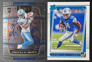 Amon-Ra St. Brown 2021 Rookie 2-Card Football Card Lot